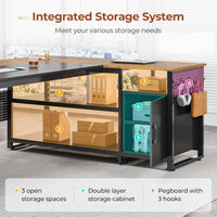 Sikaic Computer Desk 71 in Reversible L Shaped Executive Desk with Mobile File Cabinet and Power Outlets Brown Brown / Engineered Wood / Modern