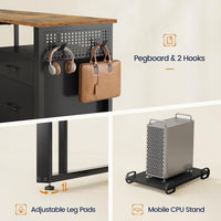 Sikaic Computer Desk 71 in Reversible L Shaped Executive Desk with Power Outlets Brown Brown / Engineered Wood / Modern