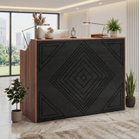Sikaic Computer Desk Modern 47-Inch Reception Desk with Lockable Drawer Brown Brown / Engineered Wood / Modern