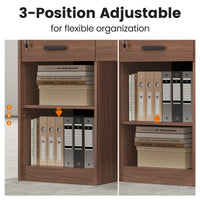 Sikaic Computer Desk Modern 47-Inch Reception Desk with Lockable Drawer Brown Brown / Engineered Wood / Modern
