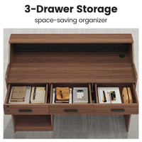 Sikaic Computer Desk Modern 47-Inch Reception Desk with Lockable Drawer Brown Brown / Engineered Wood / Modern