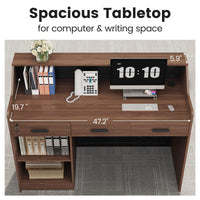 Sikaic Computer Desk Modern 47-Inch Reception Desk with Lockable Drawer Brown Brown / Engineered Wood / Modern