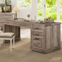 Sikaic Computer Desk 55" Computer Desk with Storage Drawers and Power Outlet Grey Grey / Engineered Wood / Modern