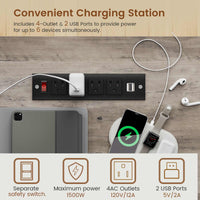 Sikaic Computer Desk 55" Computer Desk with Storage Drawers and Power Outlet Grey Grey / Engineered Wood / Modern