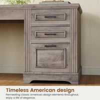 Sikaic Computer Desk 55" Computer Desk with Storage Drawers and Power Outlet Grey Grey / Engineered Wood / Modern