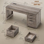 Sikaic Computer Desk 55" Computer Desk with Storage Drawers and Power Outlet Grey Grey / Engineered Wood / Modern