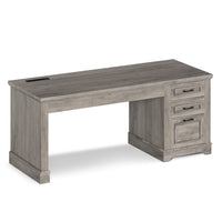 Sikaic Computer Desk 55 Inches Computer Desk with Power Outlet Grey Grey / Engineered Wood / Modern
