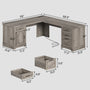 Sikaic Computer Desk 69 Inches L Shaped Computer Desk Grey Grey / Engineered Wood / Modern