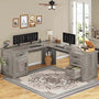 Sikaic Computer Desk 69 Inches L Shaped Computer Desk Grey Grey / Engineered Wood / Modern