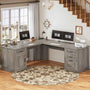 Sikaic Computer Desk 69 Inches L Shaped Computer Desk Grey Grey / Engineered Wood / Modern