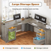 Sikaic Computer Desk 69 Inches L Shaped Computer Desk Grey Grey / Engineered Wood / Modern