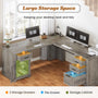 Sikaic Computer Desk 69 Inches L Shaped Computer Desk Grey Grey / Engineered Wood / Modern