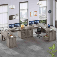 Sikaic Computer Desk 69 Inches L Shaped Computer Desk Grey Grey / Engineered Wood / Modern