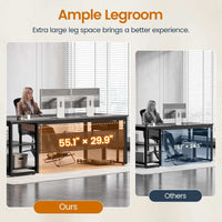 Sikaic Computer Desk 71 in Reversible L Shaped Executive Desk with Power Outlets Grey Grey / Engineered Wood / Modern