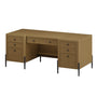 Sikaic Computer Desk 63 inch Executive Desk with 5 Drawers and Privacy Panel Light Brown Light Brown / Engineered Wood / Farmhouse
