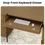 Sikaic Computer Desk 63 inch Executive Desk with 5 Drawers and Privacy Panel Light Brown Light Brown / Engineered Wood / Farmhouse