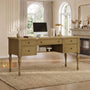 Sikaic Computer Desk 59in Farmhouse Executive Desk with 4 Drawers & Storage Shelf Light Brown Light Brown / Engineered Wood / Modern
