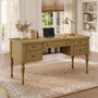 Sikaic Computer Desk 59in Farmhouse Executive Desk with 4 Drawers & Storage Shelf Light Brown Light Brown / Engineered Wood / Modern