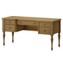 Sikaic Computer Desk 59in Farmhouse Executive Desk with 4 Drawers & Storage Shelf Light Brown Light Brown / Engineered Wood / Modern