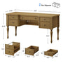 Sikaic Computer Desk 59in Farmhouse Executive Desk with 4 Drawers & Storage Shelf Light Brown Light Brown / Engineered Wood / Modern