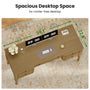 Sikaic Computer Desk 59in Farmhouse Executive Desk with 4 Drawers & Storage Shelf Light Brown Light Brown / Engineered Wood / Modern
