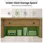 Sikaic Computer Desk 59in Farmhouse Executive Desk with 4 Drawers & Storage Shelf Light Brown Light Brown / Engineered Wood / Modern