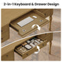 Sikaic Computer Desk 59in Farmhouse Executive Desk with 4 Drawers & Storage Shelf Light Brown Light Brown / Engineered Wood / Modern