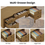 Sikaic Computer Desk 59in Farmhouse Executive Desk with 4 Drawers & Storage Shelf Light Brown Light Brown / Engineered Wood / Modern
