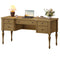 Sikaic Computer Desk 59in Farmhouse Executive Desk with 4 Drawers & Storage Shelf Light Brown Light Brown / Engineered Wood / Modern