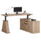 Sikaic Computer Desk Electric Standing Desk with Power Outlet & 2 Storage Cabinets Natural Natural / Engineered Wood / Farmhouse