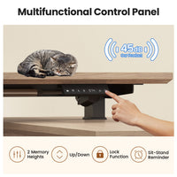 Sikaic Computer Desk Electric Standing Desk with Power Outlet & 2 Storage Cabinets Natural Natural / Engineered Wood / Farmhouse