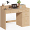 Sikaic Computer Desk 47 inch Office Desk with 5 Drawers & File Cabinet Natural Oak Natural / Engineered Wood / Modern