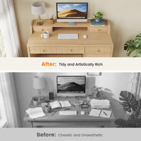Sikaic Computer Desk 47 inch Office Desk with 5 Drawers & File Cabinet Natural Oak Natural / Engineered Wood / Modern