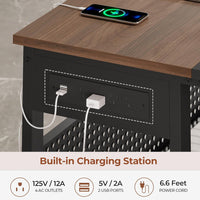 Sikaic Computer Desk 71 in Reversible L Shaped Executive Desk with Mobile File Cabinet and Power Outlets Walnut Brown Walnut Brown / Engineered Wood / Modern