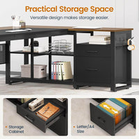 Sikaic Computer Desk 71 in Reversible L Shaped Executive Desk with Power Outlets Walnut Walnut Brown / Engineered Wood / Modern