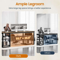 Sikaic Computer Desk 71 in Reversible L Shaped Executive Desk with Power Outlets Walnut Walnut Brown / Engineered Wood / Modern