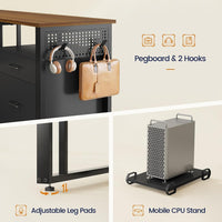 Sikaic Computer Desk 71 in Reversible L Shaped Executive Desk with Power Outlets Walnut Walnut Brown / Engineered Wood / Modern