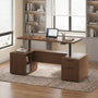 Sikaic Computer Desk 55 inch Electric Standing Desk with Drawers & Storage Walnut Walnut / Engineered Wood / Modern