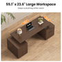 Sikaic Computer Desk 55 inch Electric Standing Desk with Drawers & Storage Walnut Walnut / Engineered Wood / Modern