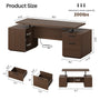 Sikaic Computer Desk 55 inch Electric Standing Desk with Drawers & Storage Walnut Walnut / Engineered Wood / Modern