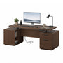 Sikaic Computer Desk 55 inch Electric Standing Desk with Drawers & Storage Walnut Walnut / Engineered Wood / Modern