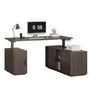 Sikaic Computer Desk L Shaped Electric Standing Desk with 3 Drawers & Power Outlet Dark Walnut Walnut / Engineered Wood / Modern