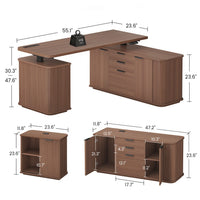 Sikaic Computer Desk L Shaped Electric Standing Desk with Storage Walnut Walnut / Engineered Wood / Modern
