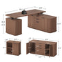 Sikaic Computer Desk L Shaped Electric Standing Desk with Storage Walnut Walnut / Engineered Wood / Modern