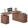 Sikaic Computer Desk L Shaped Electric Standing Desk with Storage Walnut Walnut / Engineered Wood / Modern