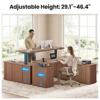 Sikaic Computer Desk L Shaped Electric Standing Desk with Storage Walnut Walnut / Engineered Wood / Modern