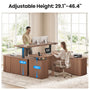Sikaic Computer Desk L Shaped Electric Standing Desk with Storage Walnut Walnut / Engineered Wood / Modern