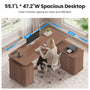 Sikaic Computer Desk L Shaped Electric Standing Desk with Storage Walnut Walnut / Engineered Wood / Modern