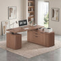 Sikaic Computer Desk L Shaped Electric Standing Desk with Storage Walnut Walnut / Engineered Wood / Modern