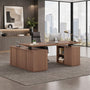 Sikaic Computer Desk L Shaped Electric Standing Desk with Storage Walnut Walnut / Engineered Wood / Modern